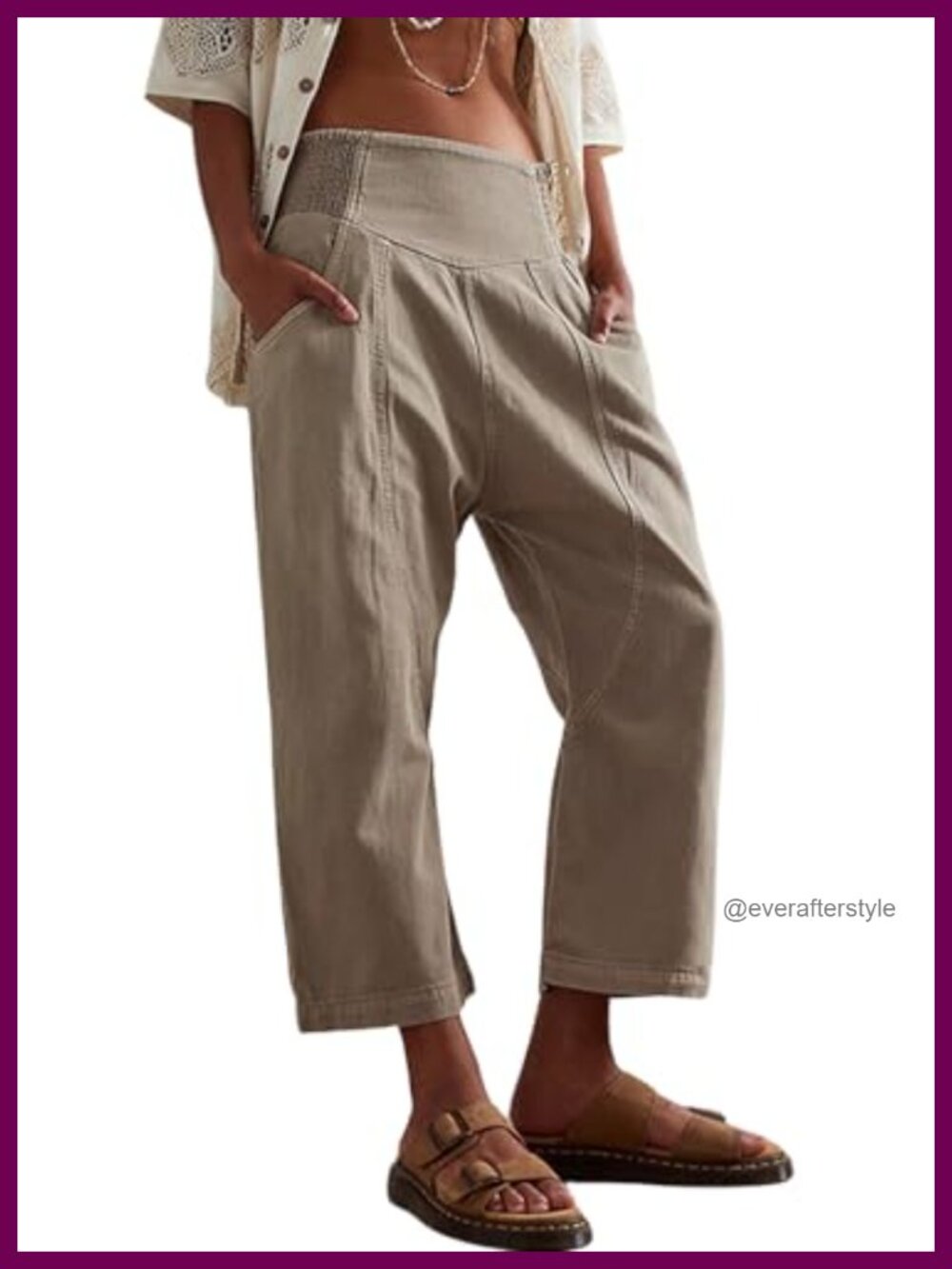 Women's Mid Rise Wide Leg Barrel Jeans Cropped Loose Fit Denim Pants